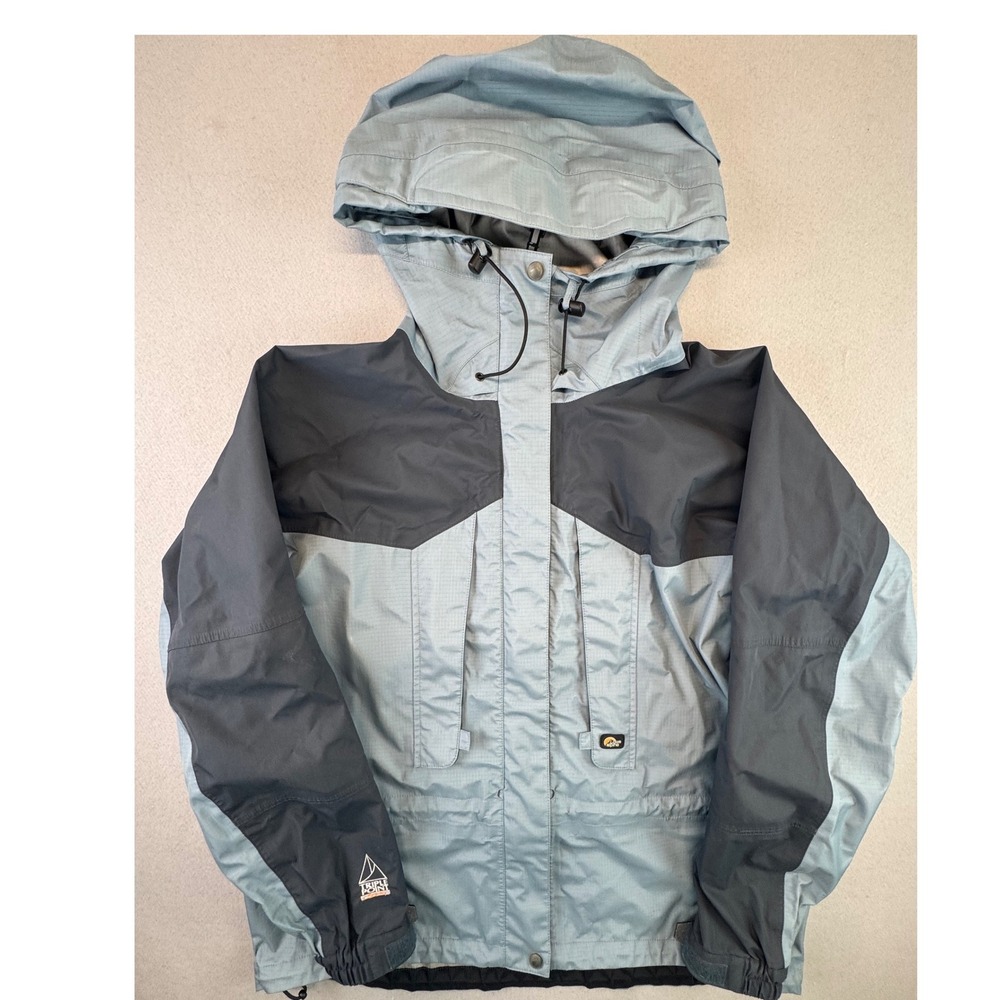Lowe Alpine Triplepoint Ceramic Rain Jacket Blue Gray Ripstop Hooded Shell XL